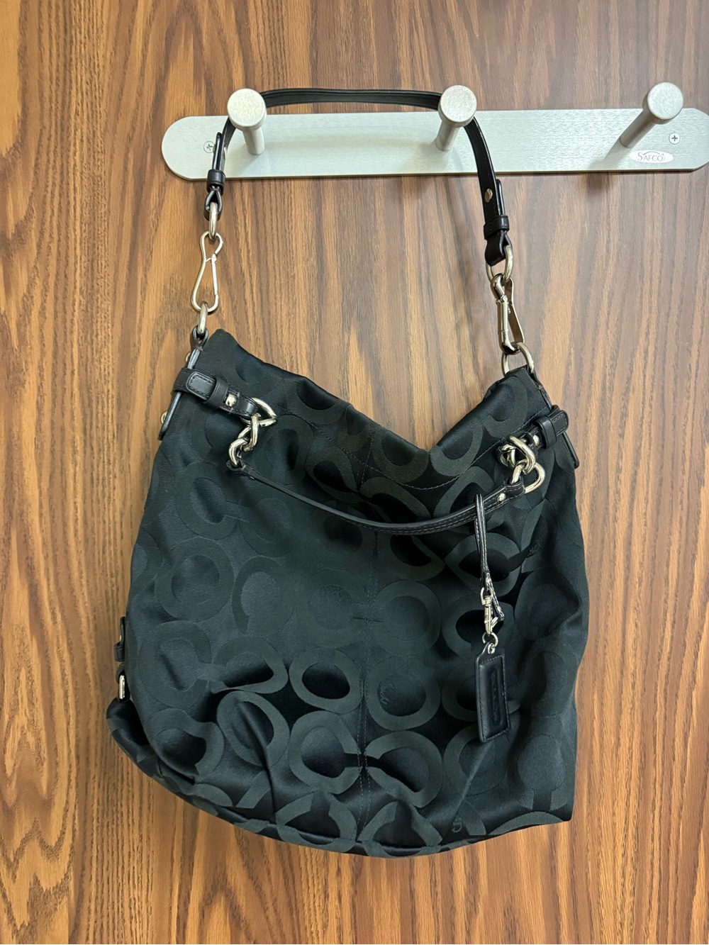 Coach Black Signature Jacquard Chain-Handle Hobo - Picture 4 of 5
